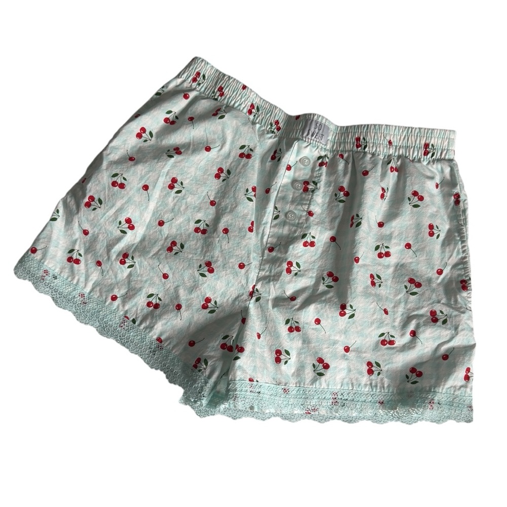Better Together Dreamy Nights Cherry Print‎ Boxer Sleep Shorts Womens Small